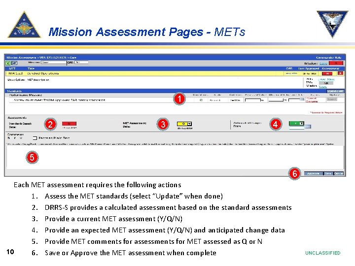 Mission Assessment Pages - METs 1 2 3 4 5 6 Each MET assessment