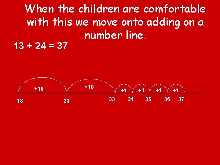 When the children are comfortable with this we move onto adding on a number