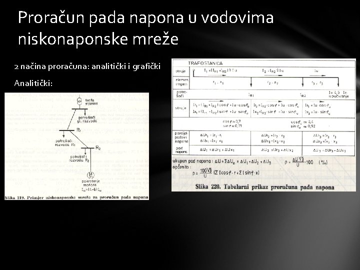 Proračun pada napona u vodovima niskonaponske mreže 2 načina proračuna: analitički i grafički Analitički: Proračun pada napona u vodovima niskonaponske mreže 2 načina proračuna: analitički i grafički Analitički: