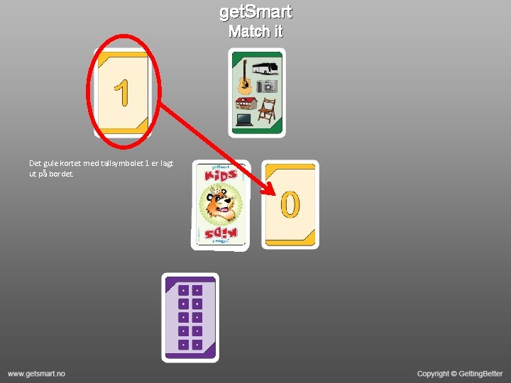 get. Smart Match it Det gule kortet med tallsymbolet 1 er lagt ut på