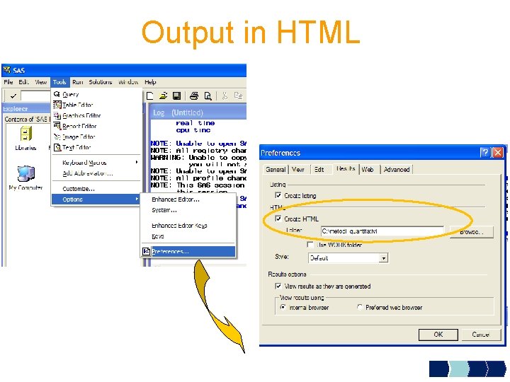 Output in HTML 