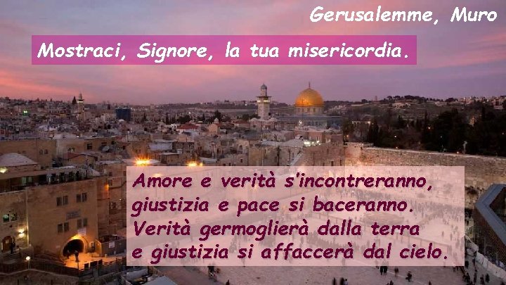 Gerusalemme, Muro Mostraci, Signore, la tua misericordia. Amore e verità s’incontreranno, giustizia e pace