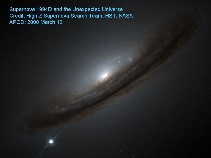 Supernova 1994 D and the Unexpected Universe Credit: High-Z Supernova Search Team, HST, NASA