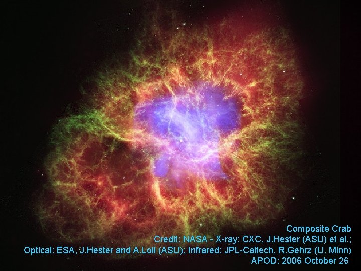 Composite Crab Credit: NASA - X-ray: CXC, J. Hester (ASU) et al. ; Optical: