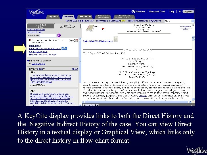 A Key. Cite display provides links to both the Direct History and the Negative