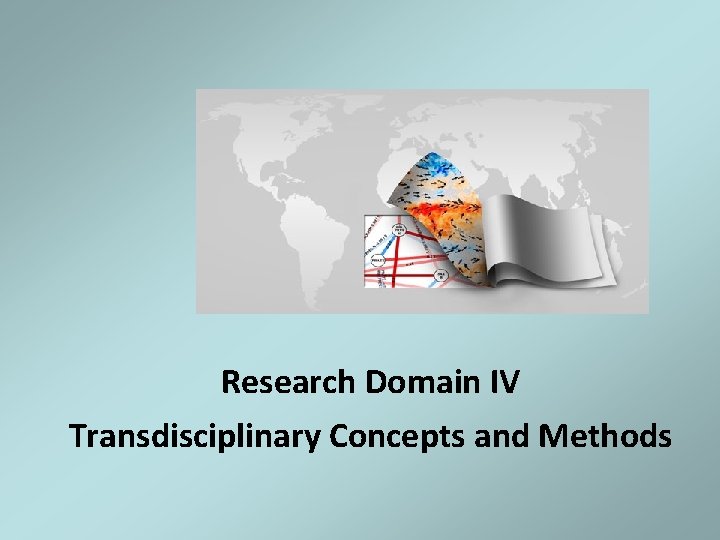 Research Domain IV Transdisciplinary Concepts and Methods 