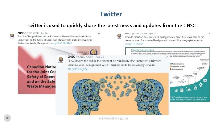 Twitter is used to quickly share the latest news and updates from the CNSC