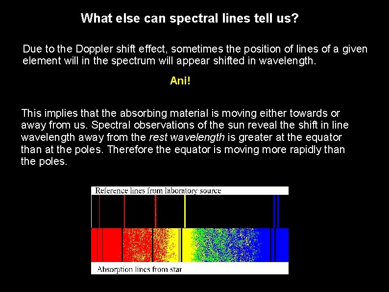 What else can spectral lines tell us? Due to the Doppler shift effect, sometimes