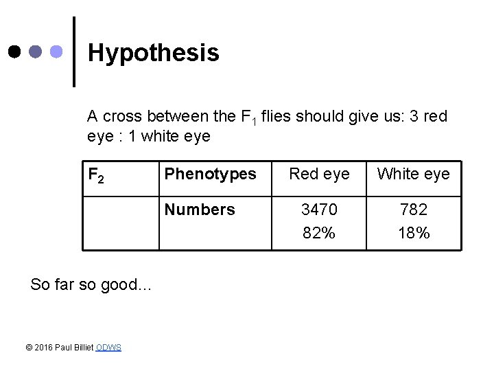 Hypothesis A cross between the F 1 flies should give us: 3 red eye