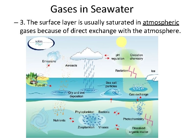 Gases in Seawater – 3. The surface layer is usually saturated in atmospheric gases