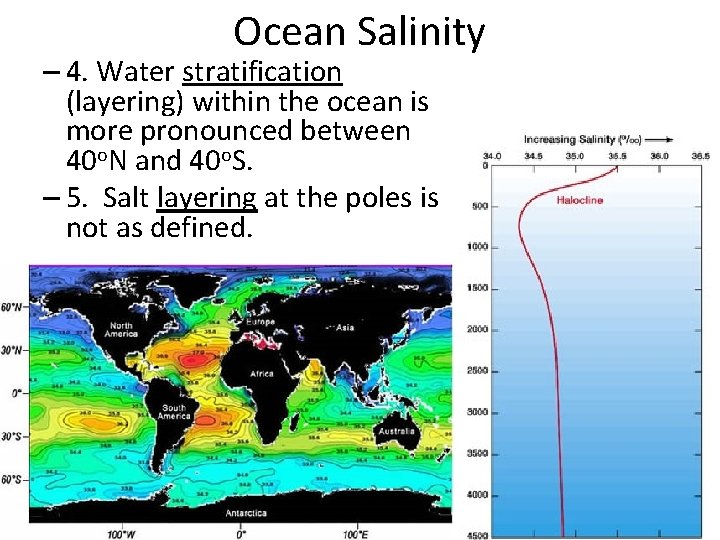 Ocean Salinity – 4. Water stratification (layering) within the ocean is more pronounced between