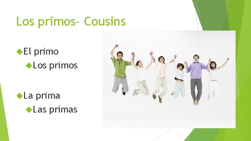 Los primos– Cousins El primo Los primos La prima Las primas 