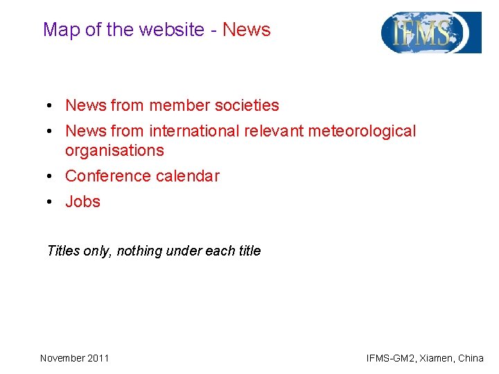 Map of the website - News • News from member societies • News from