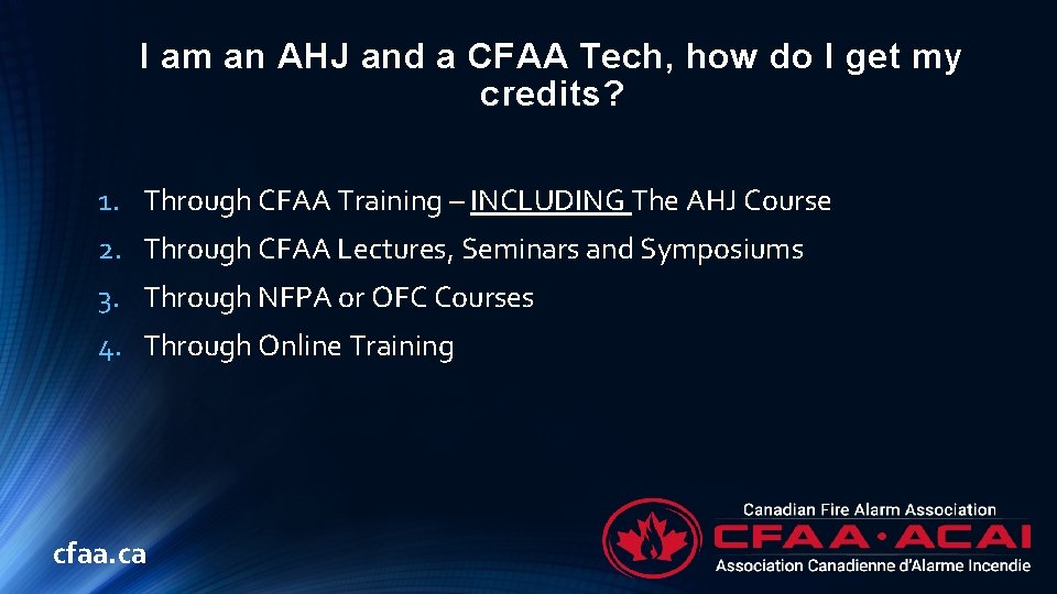I am an AHJ and a CFAA Tech, how do I get my credits?