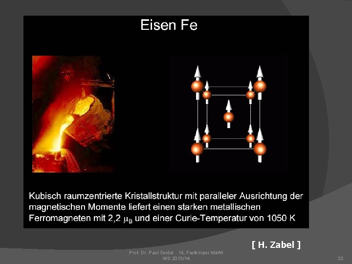 [ H. Zabel ] Prof. Dr. Paul Seidel VL Festkörper Ma. Wi WS 2013/14