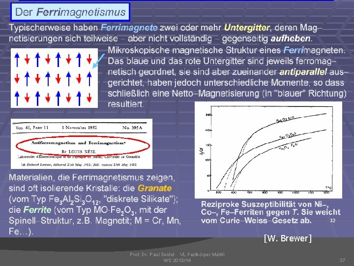 [W. Brewer] Prof. Dr. Paul Seidel VL Festkörper Ma. Wi WS 2013/14 37 