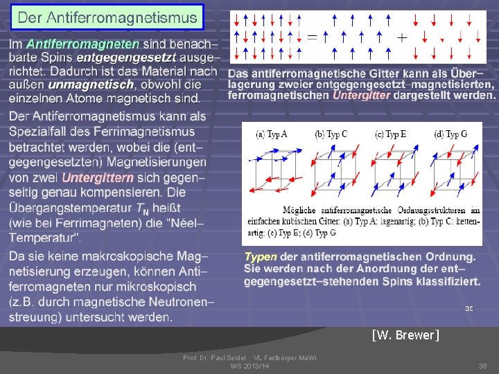 [W. Brewer] Prof. Dr. Paul Seidel VL Festkörper Ma. Wi WS 2013/14 38 