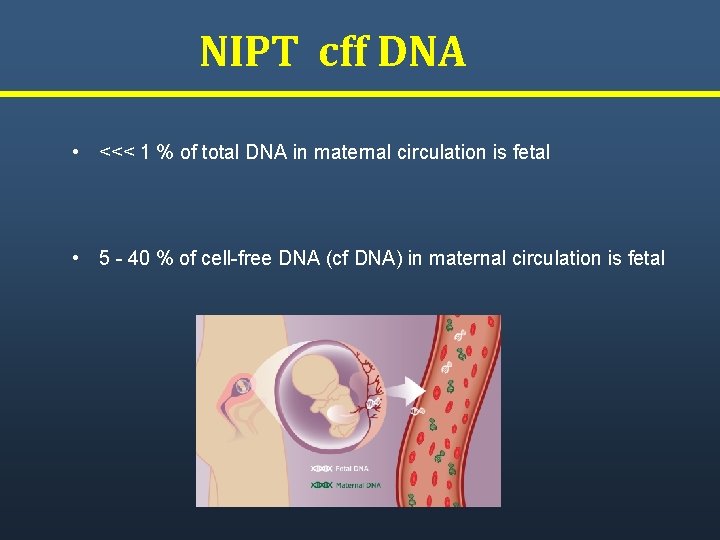 NIPT cff DNA • <<< 1 % of total DNA in maternal circulation is