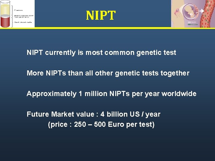 NIPT currently is most common genetic test More NIPTs than all other genetic tests