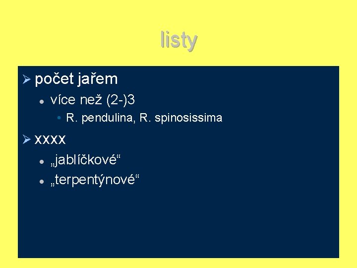 listy Ø počet jařem l více než (2 -)3 • R. pendulina, R. spinosissima