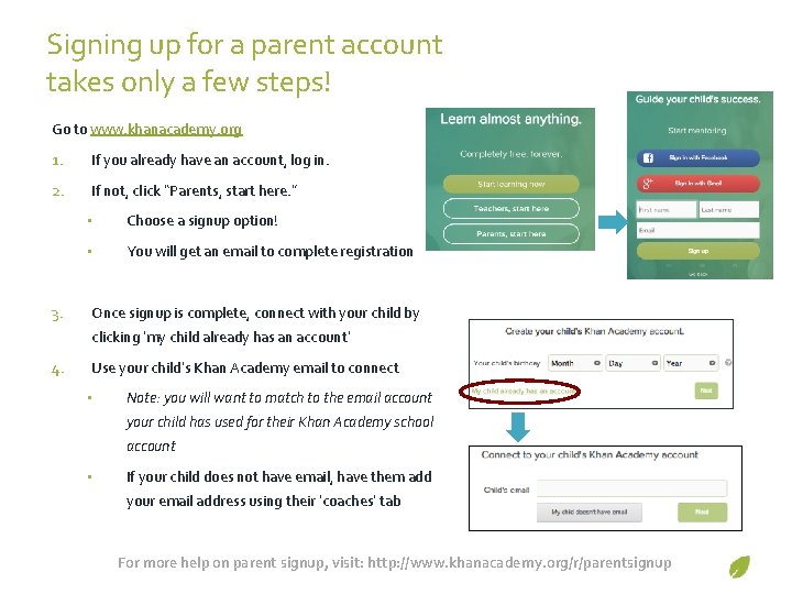Signing up for a parent account takes only a few steps! Go to www.