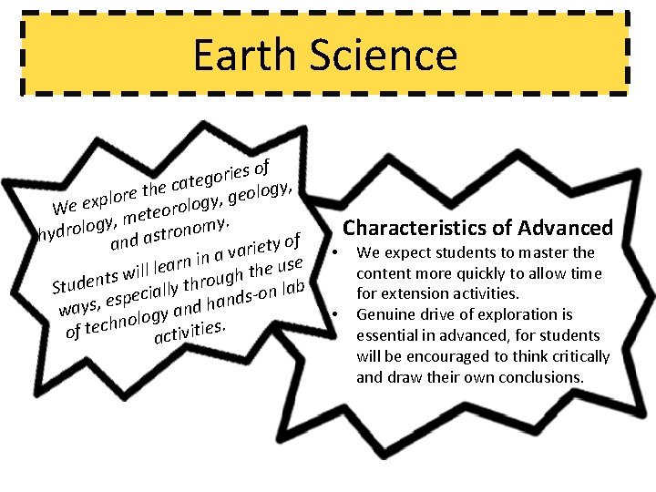 Earth Science s of e i r o g cate e gy, h o