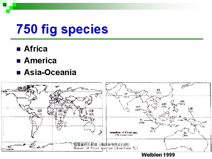 750 fig species n n n Africa America Asia-Oceania Weiblen 1999 750 fig species n n n Africa America Asia-Oceania Weiblen 1999