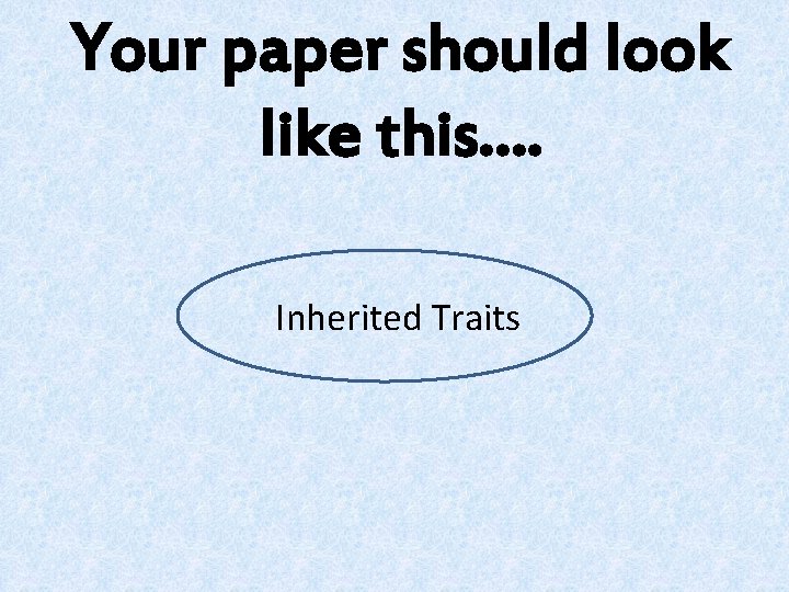 Your paper should look like this…. Inherited Traits 