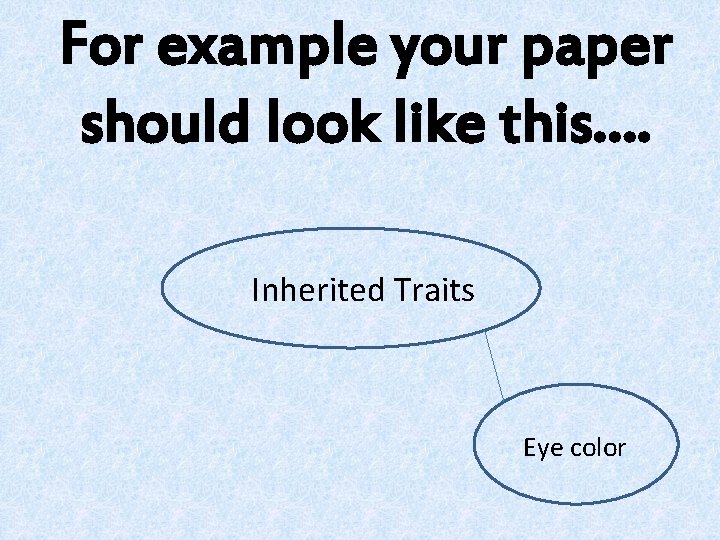 For example your paper should look like this…. Inherited Traits Eye color For example your paper should look like this…. Inherited Traits Eye color