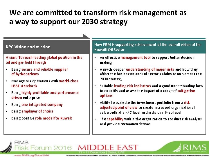 We are committed to transform risk management as a way to support our 2030