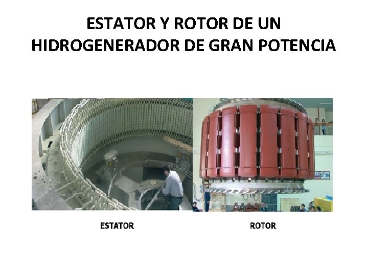 ESTATOR Y ROTOR DE UN HIDROGENERADOR DE GRAN POTENCIA ESTATOR Y ROTOR DE UN HIDROGENERADOR DE GRAN POTENCIA
