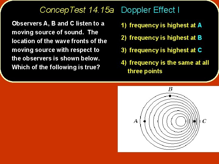 Concep. Test 14. 15 a Doppler Effect I Observers A, B and C listen