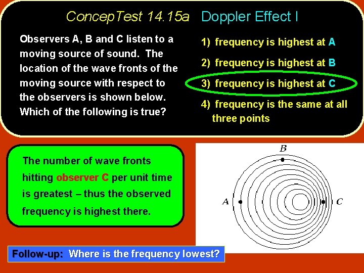 Concep. Test 14. 15 a Doppler Effect I Observers A, B and C listen