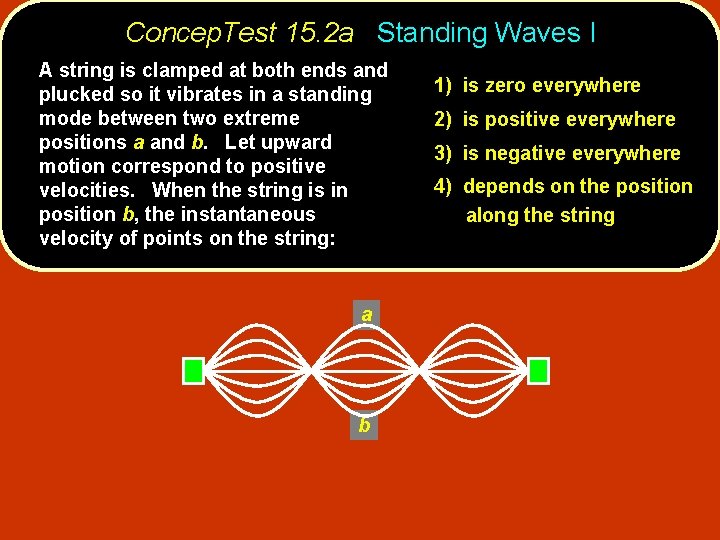 Concep. Test 15. 2 a Standing Waves I A string is clamped at both