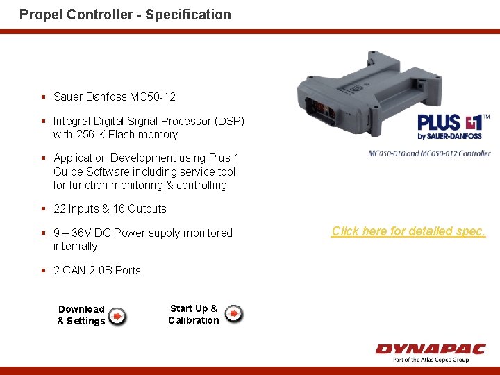 Propel Controller - Specification § Sauer Danfoss MC 50 -12 § Integral Digital Signal