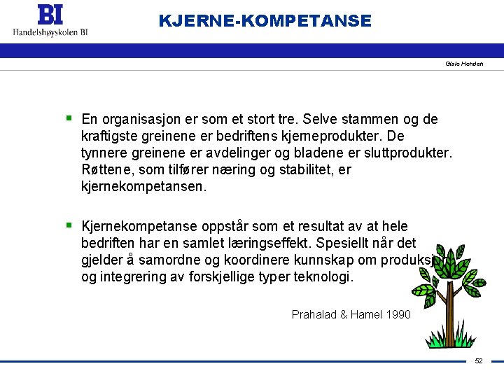 KJERNE-KOMPETANSE Gisle Henden § En organisasjon er som et stort tre. Selve stammen og