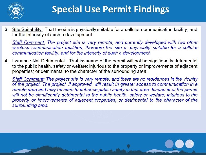 Special Use Permit Findings 10 