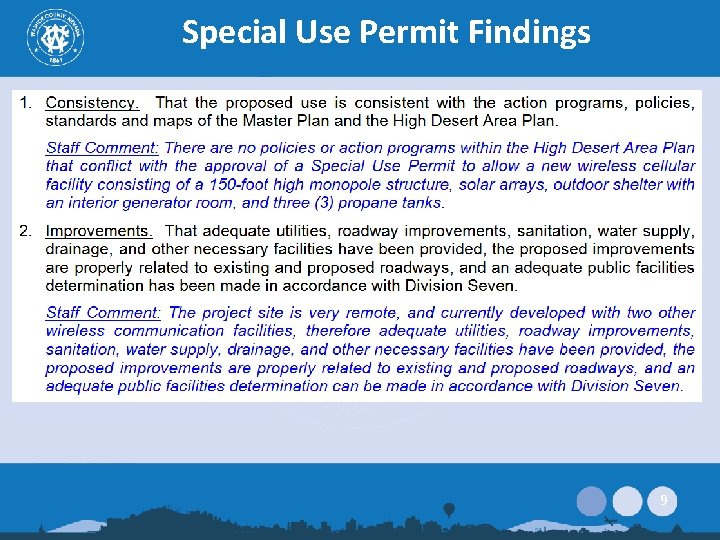 Special Use Permit Findings 9 