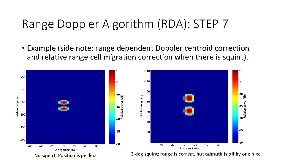 Range Doppler Algorithm (RDA): STEP 7 • Example (side note: range dependent Doppler centroid