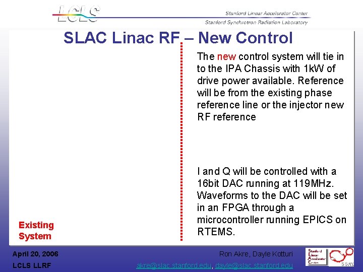 SLAC Linac RF – New Control The new control system will tie in to