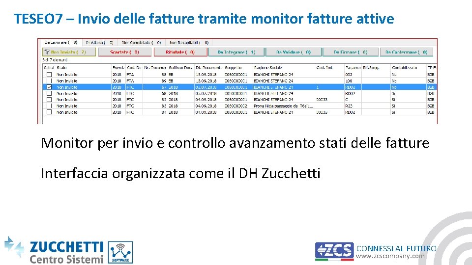 TESEO 7 – Invio delle fatture tramite monitor fatture attive Monitor per invio e