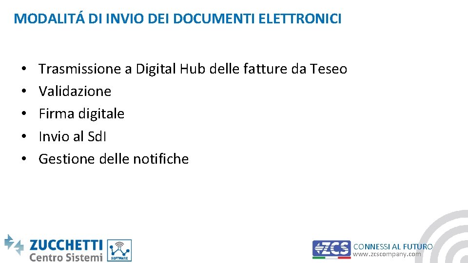 MODALITÁ DI INVIO DEI DOCUMENTI ELETTRONICI • • • Trasmissione a Digital Hub delle