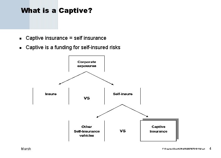 What is a Captive? n Captive insurance = self insurance n Captive is a