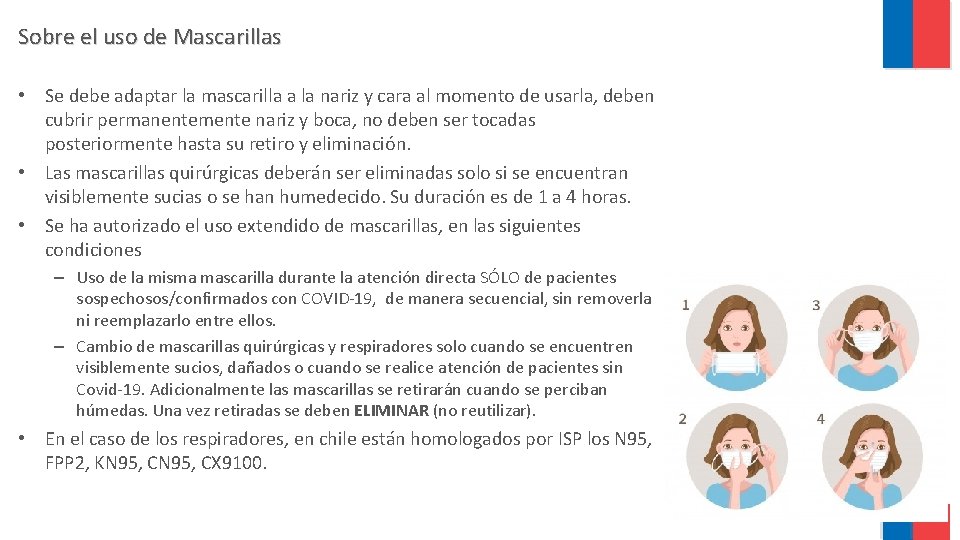 Sobre el uso de Mascarillas • Se debe adaptar la mascarilla a la nariz