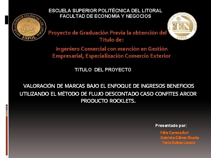 ESCUELA SUPERIOR POLITÉCNICA DEL LITORAL FACULTAD DE ECONOMÍA Y NEGOCIOS Proyecto de Graduación Previa