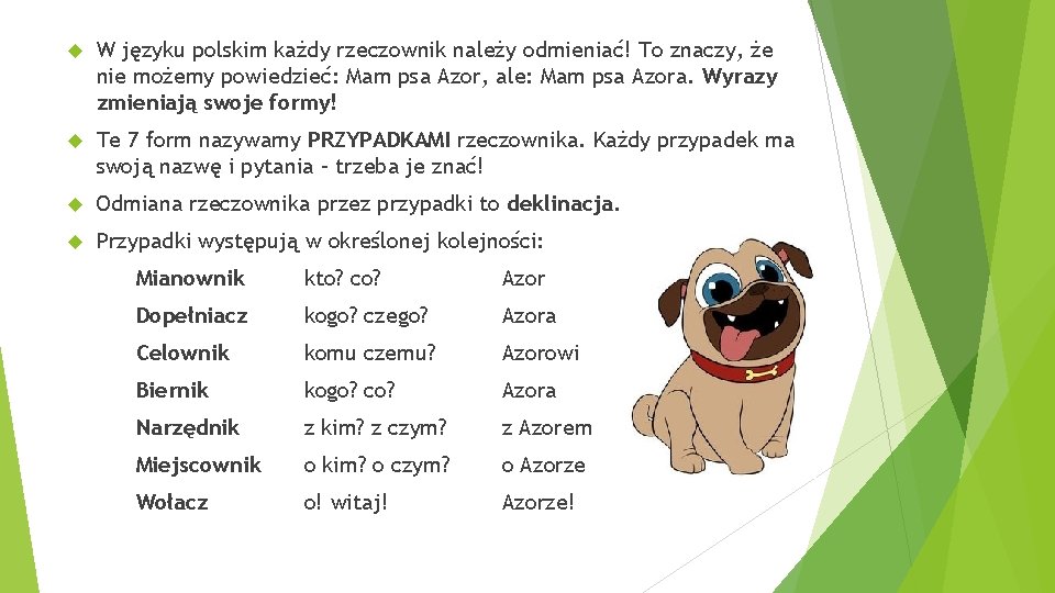  W języku polskim każdy rzeczownik należy odmieniać! To znaczy, że nie możemy powiedzieć: