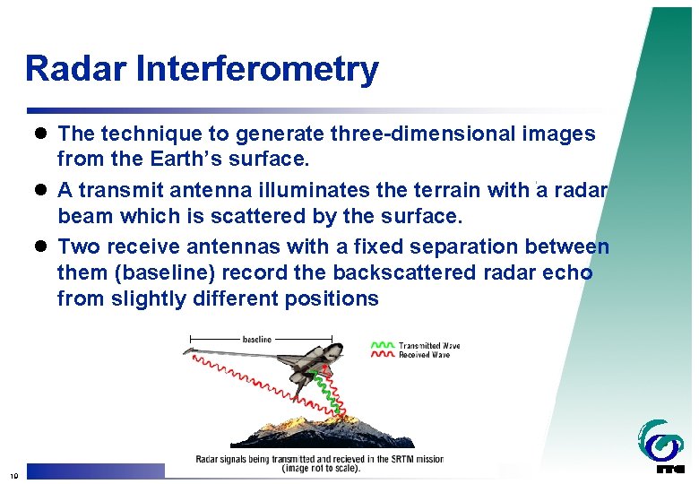 Radar Interferometry l The technique to generate three-dimensional images from the Earth’s surface. l