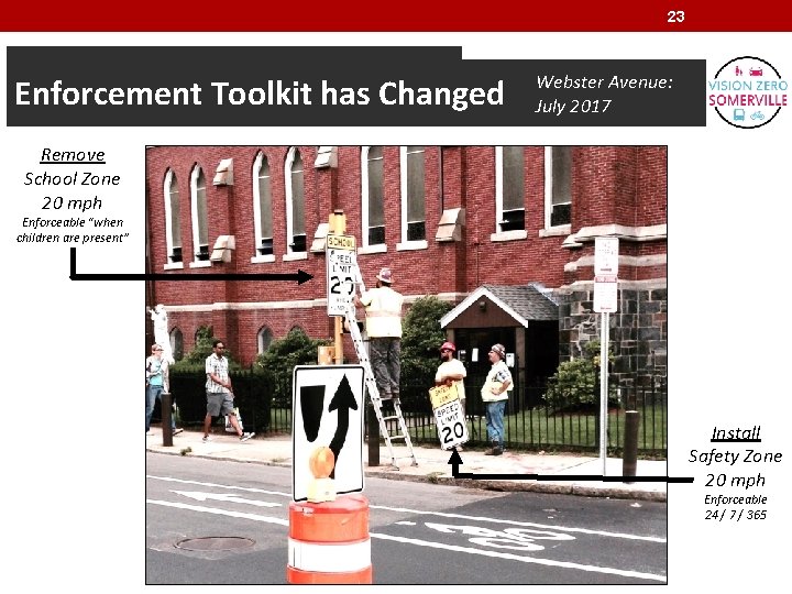 23 Enforcement Toolkit has Changed Webster Avenue: July 2017 Remove School Zone 20 mph