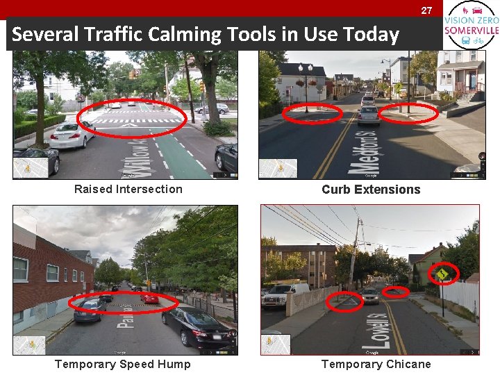 27 Several Traffic Calming Tools in Use Today Raised Intersection Temporary Speed Hump Curb