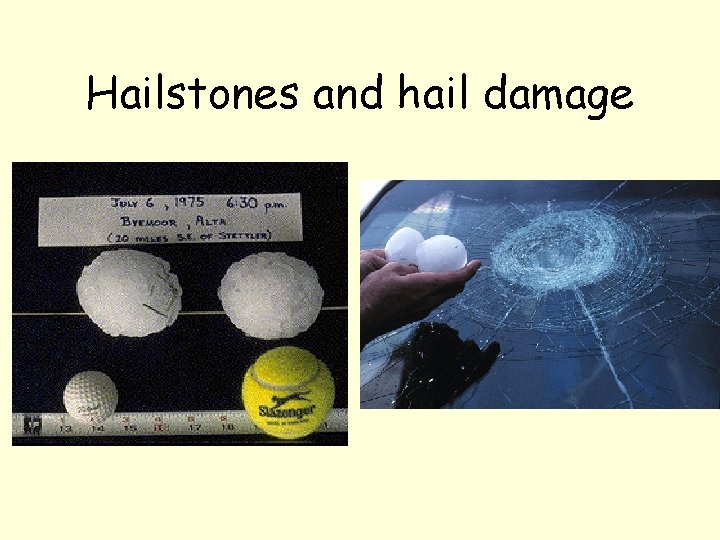 Hailstones and hail damage 